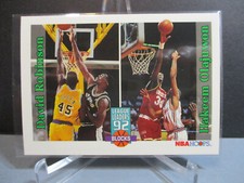 1992 NBA Hoops David Robinson Hakeem Olajuwon League Leaders Blocks #323 HOF