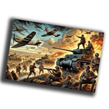 nice vintage soldiers infantry on the offensive WW2 Photo Glossy 4 6 in N40