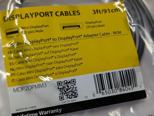 10x (NEW) StarTech MDP2DPMM3 DisplayPort to Mini DisplayPort Adapter Cable 3ft - Bild 3 von 7