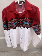 Panhandle Slim Pearl Snap Native American Aztec Long Sleeve Shirt Kid Size XL/18