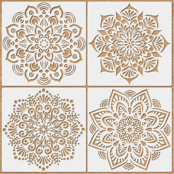 Groß Mandala Malerei Schablone, Painting Stencil Wiederverwendbar, Vintage Schab-image