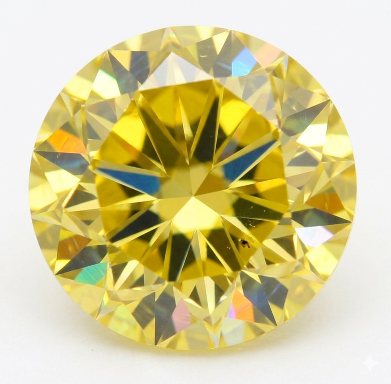 0.20 Carat Canary Yellow VVS2 Round Brilliant Natural Enhanced Diamond 3.64mm
