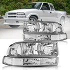 For 98-04 Chevy S10 Blazer Chrome/Clear Corner Headlights W/ Bumper Headlamps