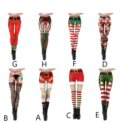 Skinny Weihnachten Leggings Bedruckte Hose Mode für Laufen Mädchen Training