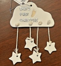 NWT Baby  s first Christmas ornament- Unisex- Cloud And Stars. Footprint.
