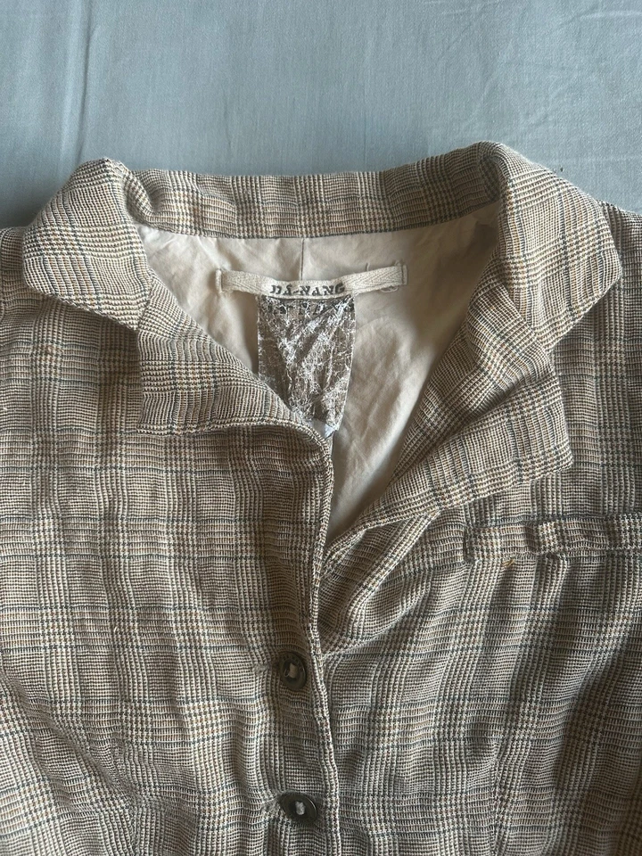 VTG Da-Nang Women’s Small Twill Autumn Brown Business Casual Blazer - Imagem 3 de 4