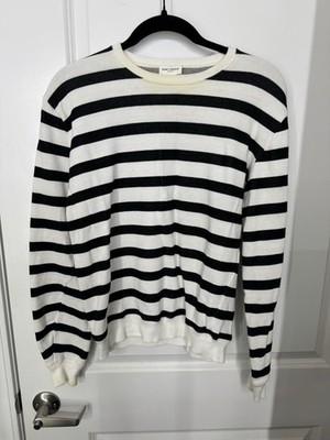 Saint Laurent Paris 2019  Stripe Knit Sweater Crewneck Black White Size M