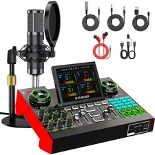 Podcast Microphone Bundle with Live Sound Board Audio Mixer Podcast Equipment...