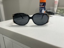 Nina Ricci Vintage 90s Sunglasses Womens Made in France Black Gold Rinestone