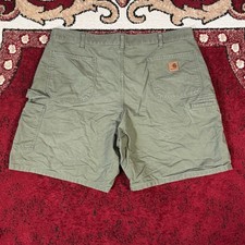 Vintage Y2K Carhartt B144 ARG Army Green Baggy Canvas Carpenter Shorts Size 40x8