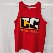 Vtg Las Vegas Nevada Circus Circus Casino Red Tank Top Mens Large USA Made R