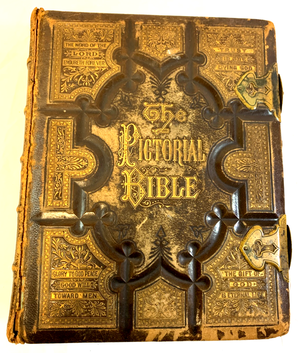 Antique 1873 HOLY BIBLE Holman's Edition FAMILY BIBLE Pictorial