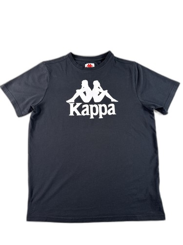 Kappa Mens T-Shirt Small Black Big Logo Spell Out Omini Short Sleeve Tee