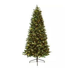 7-Ft Artificial PVC Christmas Tree w Stand  Lights Indoor Outdoor - Green