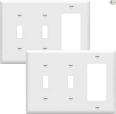 Combination Double Toggle/Single Decorator Rocker White 2 Pack