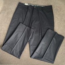 Dockers Men's Iron Free Classic Fit Khaki Stretch Pants 38 x 30 Black Flat Front