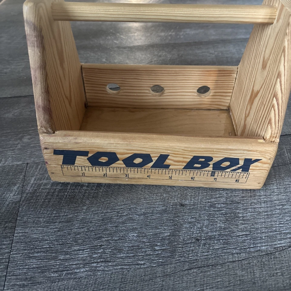 Caja de herramientas y herramientas de madera de algodón orgánico de felpa Under The Nile RARA Foto 3 de 4