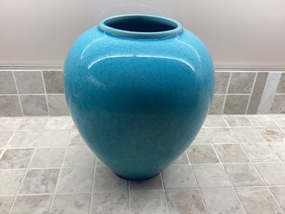 Vintage Studiokeramik Keramik blaue Vase - Handarbeit Herstellermarke auf Sockel