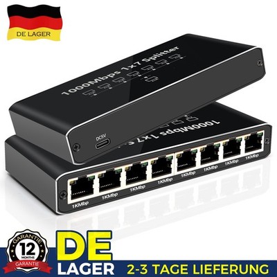 7 Port LAN Splitter 1 auf 7 Gigabit Ethernet Switch Port Netzwerk Kabel Verteil