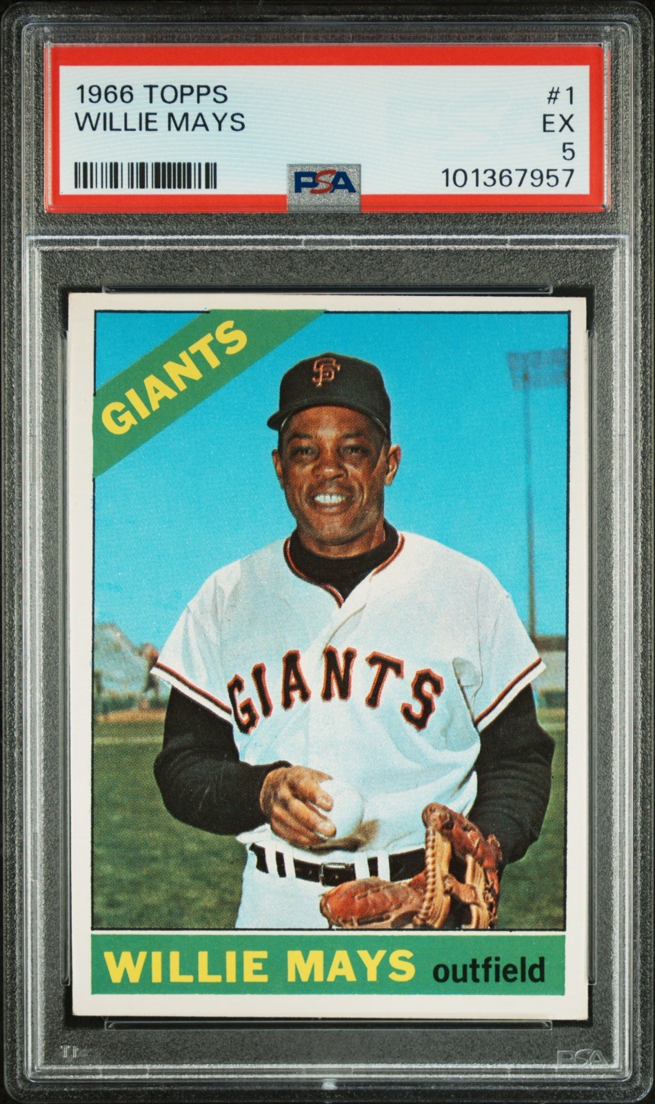 1966 Topps Baseball Card #1 Willie Mays HOF San Francisco Giants PSA 5 EX