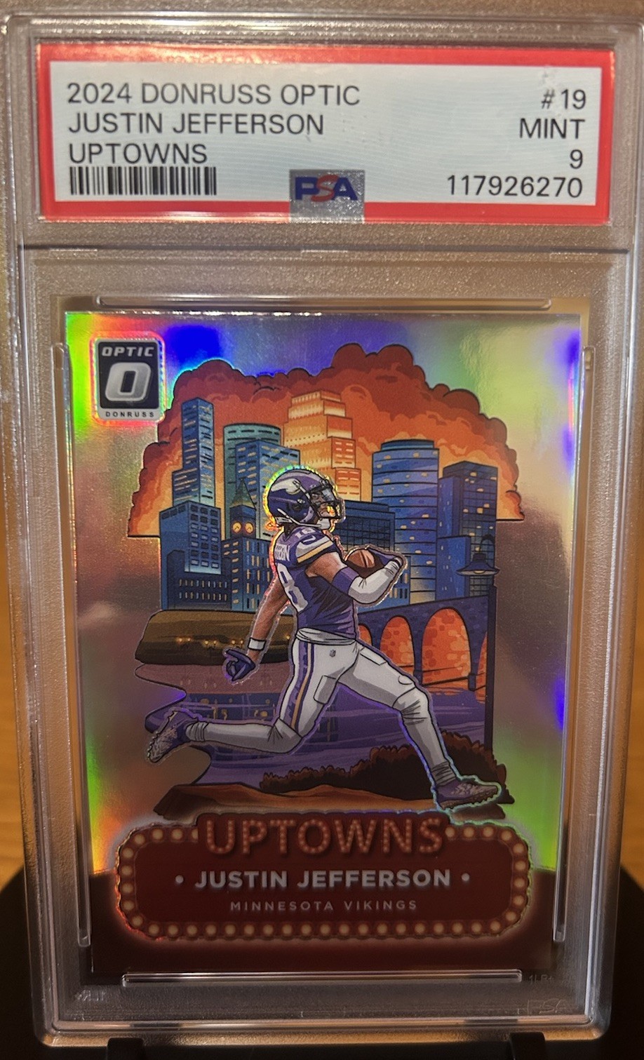 JUSTIN “JETTA” JEFFERSON 2024 DONRUSS OPTIC UPTOWNS #19 PSA 9 📣LICENSED📣 view 1