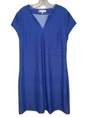 Jude Connally Cobalt BLUE Geometric Print Short Sleeve Dress size XL