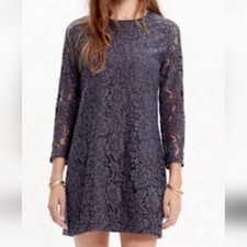 Madewell Slate Gray Long Sleeve Floral Lace Sheath Dress Size 4 Dark Academia