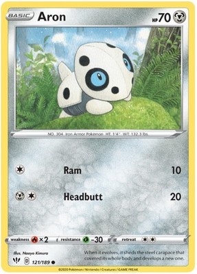 Aron - 121/189 - Common (Near Mint) Darkness Ablaze - Metal Pokémon