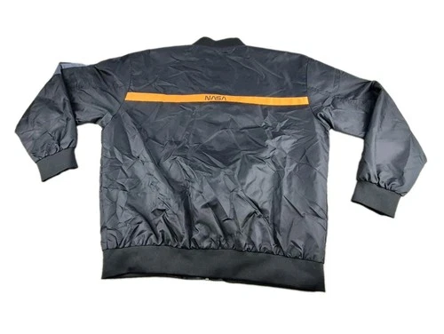 ASSTSERIES NASA Bomber Jacket Men Sz XL Black Flight Jacket Space Logo Polyester image 2