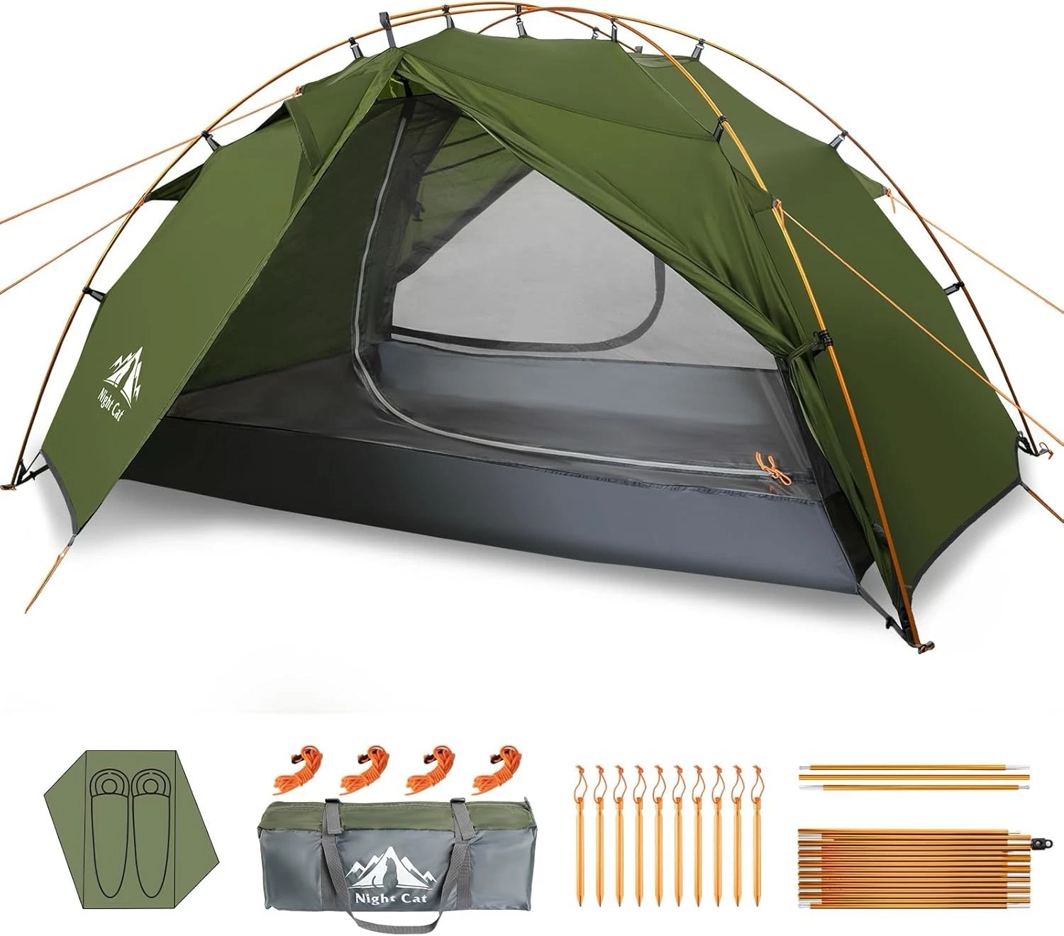 Night Cat 2 Person Camping Tent Waterproof Backpacking Double Layer Lightweight