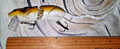 #B&Y&Ww 3.35'' Floating Joint'd MOUSE In BLACK&YELLOW&WHITE Swimbait Lure Bass!!