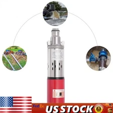 12V Solar Submersible Pump Deep Well Water DC Pump Stainless Steel 1500L/H US