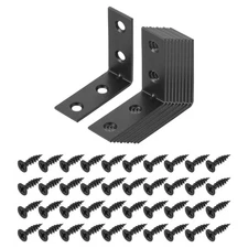 10 Set l Corner Bracket Metal Angle Brackets, Black, 1.58"x0.59"x1.58"