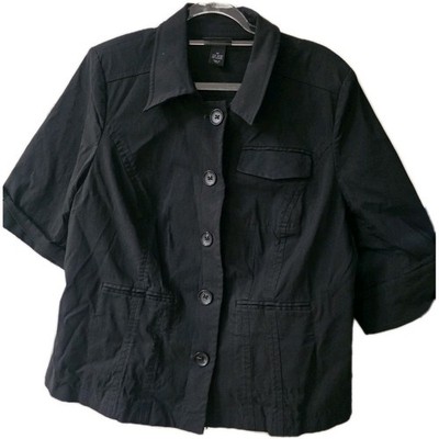 Lane Bryant Black Cropped Jacket Button Front Plus SS Women s Sz 24
