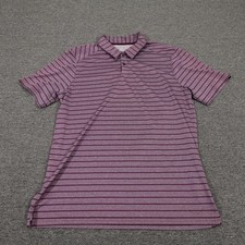 Oakley Polo Shirt Mens Large Purple Striped Golf Performance Stretch Casual
