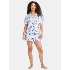Way to Celebrate Notch Collar Top and Shorts Pajama Set 2X 18w-20w