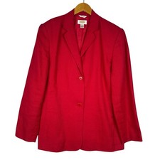 Talbots Irish Linen Blazer Womens 14 Red 100% Linen Jacket Classic Tailored