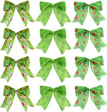 12Pcs Red Green Christmas Bows -Christmas Tree Ornament with Classic Wire...