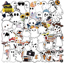 50PCS Ghost Halloween Stickers,Cute Ghost Decorative Stickers for Halloween Part