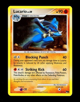 2008 Pokemon LUCARIO Promo POP SERIES 8 Edition COSMOS HOLO Foil Rare Card 2/17