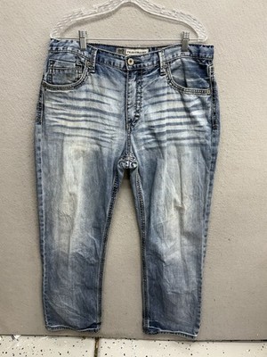 BKE Buckle Tyler Straight Relaxed Jeans Mens 36R 36x30 Medium Denim Thick Stitch