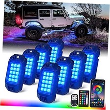 RGB Bluetooth Rock Lights Kit, Multicolor Neon Lighting Cars 8 Pods G5-Classic