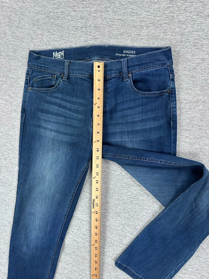 Pantalones de mezclilla Mugsy para hombre talla 34x30 azules Kinzies pierna recta elásticos 5 bolsillos ciudad Foto 4 de 4