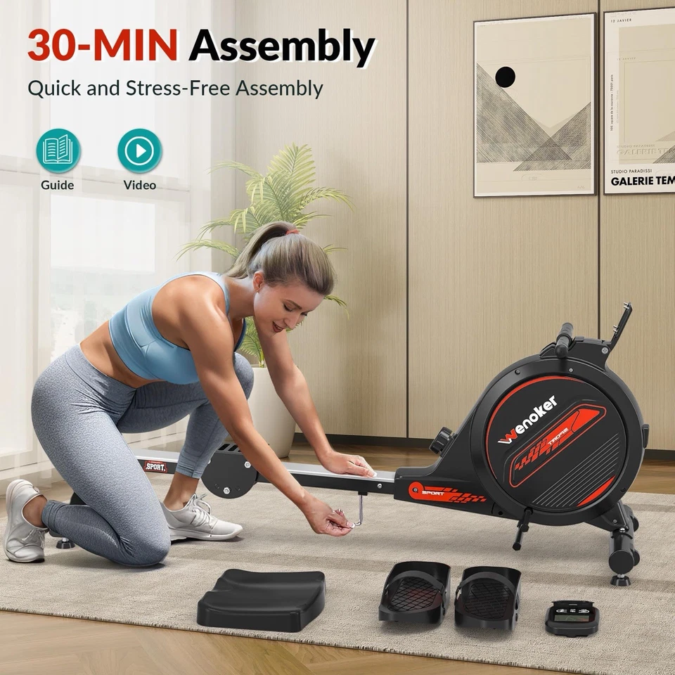 Máquina de Remo Magnética 350 LB Capacidad de Peso - Máquina de Remo para Uso Doméstico con... Foto 3 de 4