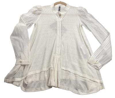 HIGH Use Couture Womens Italian Top Sz M Ivory Semi-Sheer NWT