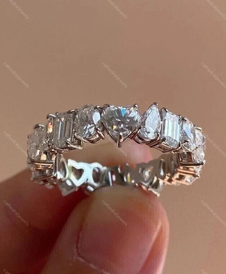2.20Ct Multi-Cut EF Lab Grown Diamond Full Eternity Wedding Band 14k White Gold