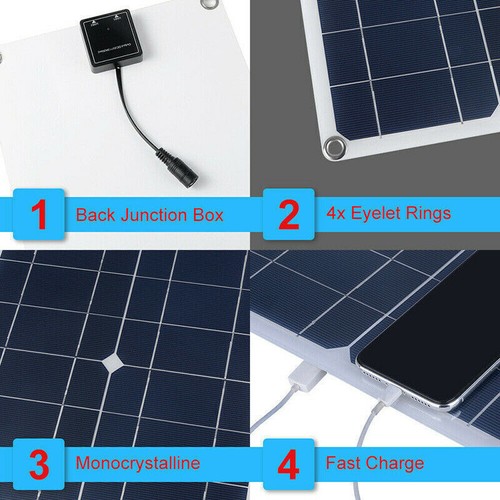 12V/24V Solar Panel Kit Solarmodul USB-Ladegerät Solarzelle Solar & Regler 100A - Bild 8 von 12