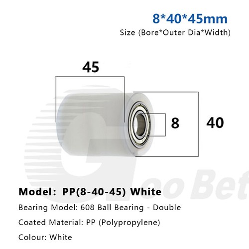 Plastic Roller Two Bearing Coated POM / PP Guiding Wheel Flat Belt Idler Various - Picture 32 of 100