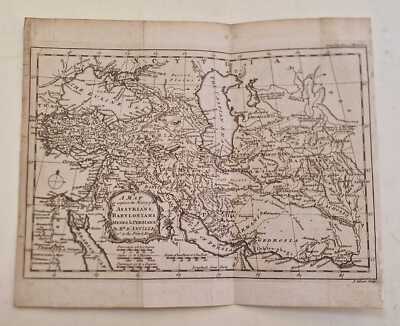GIBSON Map to Explain History of the Assyrians, Babylonians.. (1764 Engraving)