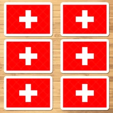Set of 6 - Switzerland Flag Vinyl Stickers - Swiss Flag for Tumbler , Laptop